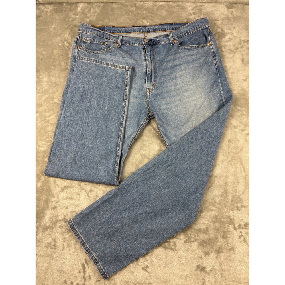 Levis 505 Regular Fit Straight Leg Blue Denim Jeans Mens 42x32 Medium Wash